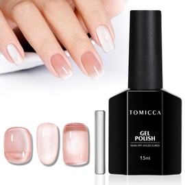 TOMICCA Magnetic Nail, Fine Particles, Color Magnetic Gel, 15ml, Magnet Included, Gel Nail, Magnetic Cat Eye Gel, Magnetic Gel, UV/LED Compatible, for Beginners and Nail Artists (Nude)