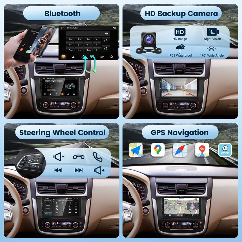 for Nissan Altima 2013-2018 Android Car Stereo Wireless Carplay/Android Auto，2G+32G