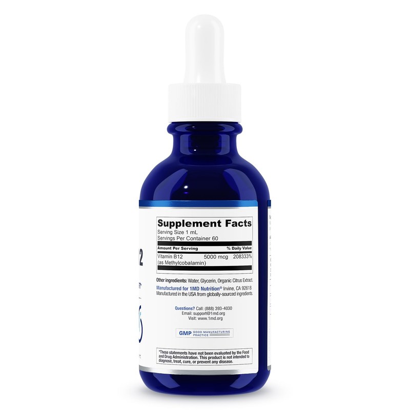 1MD Nutrition Vegan Vitamin B12 I 5000mcg Methylcobalamin Supplement |
