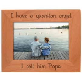 ThisWear Grandpa Remembrance Frame Papa I Have a Guardian Angel In Remembrance Gifts Natural Wood Engraved 5x7 Landscape Picture Frame Wood