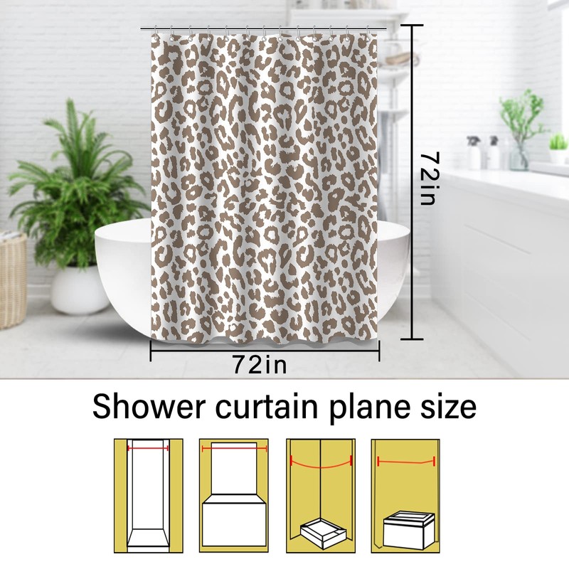 ZTTXL Leopard Cheetah Shower Curtain (72" x 72"), Dark brown