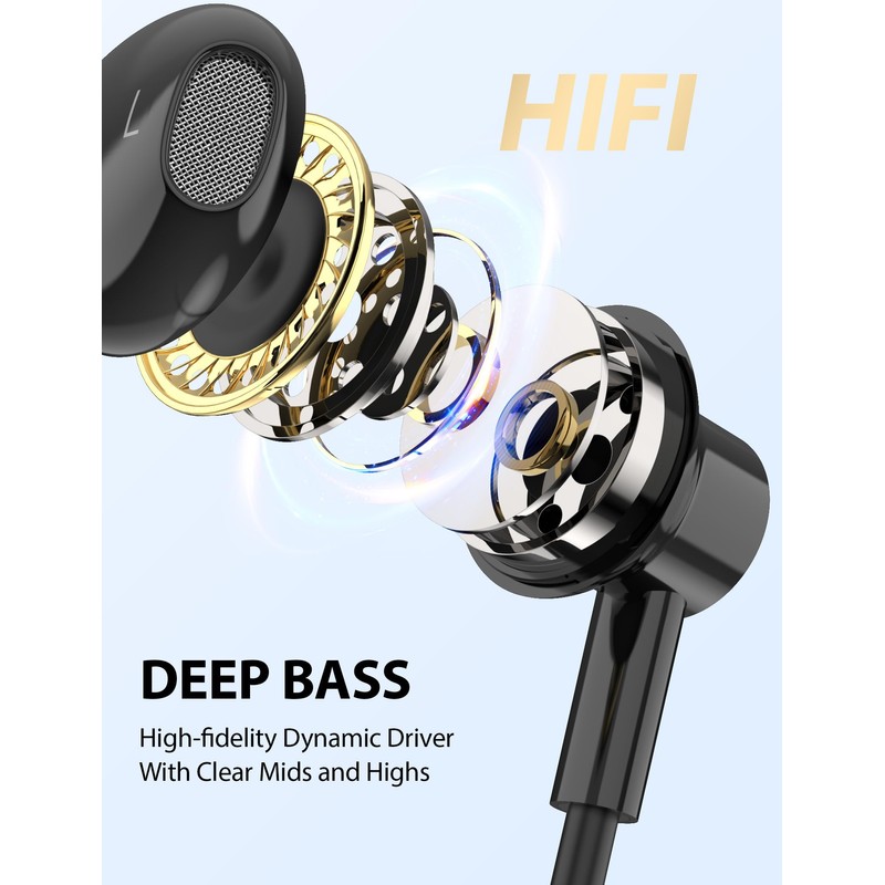 iMangoo for Apple Lightning Headphones MFi-Certified Wired Earbuds Black