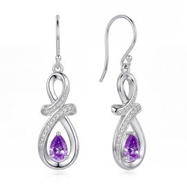 Valentines Day Gift Dangle Drop Earrings 925 Sterling Silver Dainty Infinity Teardrop Gemstone Birthstone Jewelry Birthday Gifts for Women