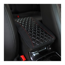 LKAHG Car Center Console Cushion Pad, Leather Waterproof Vehicle Arm Rest Seat Box Protection Cover, Comfortable Armrest Decor Mat, Universal Automotive Accessories Fit for Most Cars (Black)