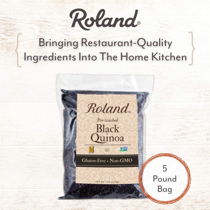 Roland Foods Black Quinoa from Peru, Pre-washed, 5 Lb Bag