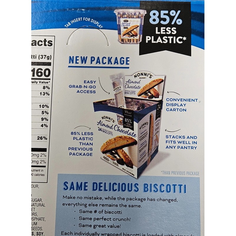 Nonni's 2 boxes - Nonni's Almond Chocolate Biscotti, 24 ct.