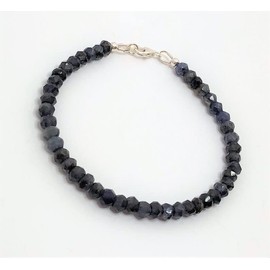 LKBEADS iolite 4mm rondelle shape faceted cut gemstone beads 7 inch stacking bracelet with silver plated lock for unisex.#Code- LCBR-3657