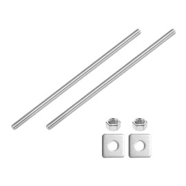 uxcell 3/8"-16 UNC Fully All Threaded Rod, 2 Pcs 304 Stainless Steel Long Threaded Screw 9.8" Length Right Hand Threads with Square Washers for Furniture Mounting Assembly Fastening