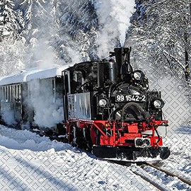 20 Napkins Railway in Winter Landscape | Locomotive | Train | Ore Mountains | Snow | Winter | Christmas | Table Decoration | Decoupage | Napkin Technology 33 x 33 cm