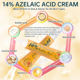 Azelaic Acid 14% Serum For Face,Azelaic Acid Cream with Niacinamide & Salicylic Acid,Balances Oil and Hydration,Improves Skin Clarity,Strengthens Skin Barrier,30ml