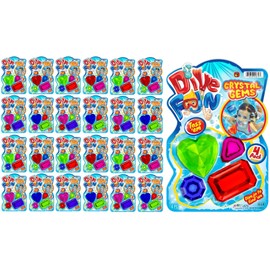 JA-RU Dive Fun Diving Gems (24 Pack 96 Gems) Small Plastic Underwater Sinking Jewels. Beach & Swimming Pool Toys for Kids, Boys & Girls. Bulk Mermaid Party Favors Classroom Incentives Prizes. 879-24p