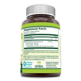Herbal Secrets Herbal Secrets Turmeric Curcumin Supplement | 1000 Mg Per Serving | 120 Veggie Capsules | Blend of Turmeric Powder & Turmeric Extract | Non-GMO | Gluten Free | Made in USA