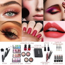 Gmdr Kit De Sombras Maquillaje Set Todo En Uno Neceser Bolsa,50pz