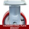 Polyurethane Caster Wheels 4 Inch Red Side Brake Ball Bearing