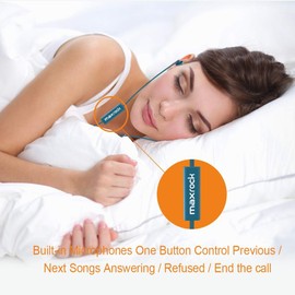 MAXROCK Sleep Earplugs - Noise Isolating Ear Plugs Sleep Earbuds Headphones with Unique Total Soft Silicone Perfect for Insomnia, Side Sleeper, Snoring, Air Travel, Meditation & Relaxation(wh) (Blue)