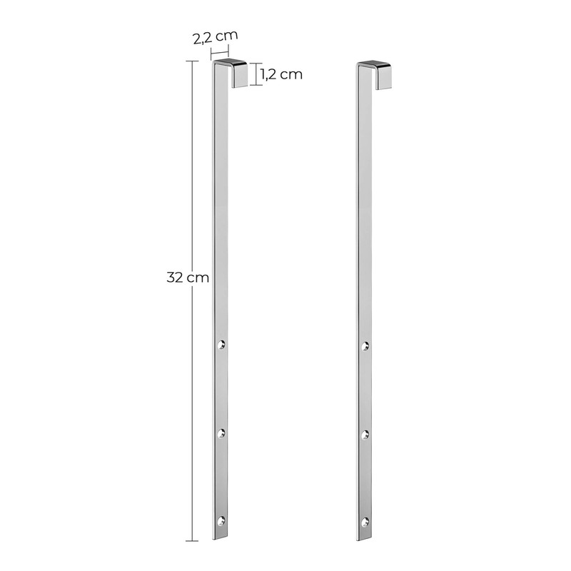 SONGMICS JJC901E01 Set of 2 Silver Steel Door Hooks for