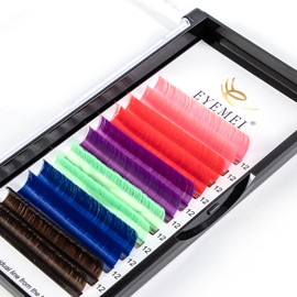 Colored Lash Extensions Easy Fan Volume Lashes 0.07 D 16mm Curl Pink White Red Purple Blue Green Dark Brown Mixed Individual Lash Extensions Self Fanning Volume Lash (0.07-D, 16mm)