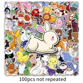 Emzenas 100 Pcs Cute Colorful Animal Stickers for Kids, for Classroom, Toddler Learning, Luggage, Water Bottle Sticker Animals Package.