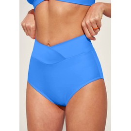 XUNYU - Conjunto de bikini de cintura alta para mujer, traje de baño de dos piezas con control de abdomen, Bañador azul, M