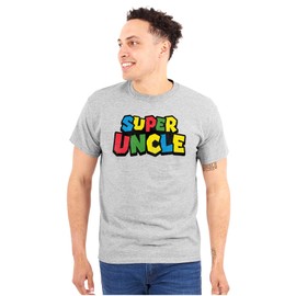 Super Uncle Gamer Nerd Retro Geek Mens Graphic T Shirt Tees Sport Grey