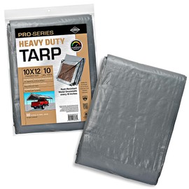 10x12 Heavy Duty Tarp, 10 Mil Thick, Waterproof, Tear & Fade Resistant, High Durability, UV Treated, Grommets Every 18 Inches. (Silver/Brown - Reversible) (10 x 12 Feet)