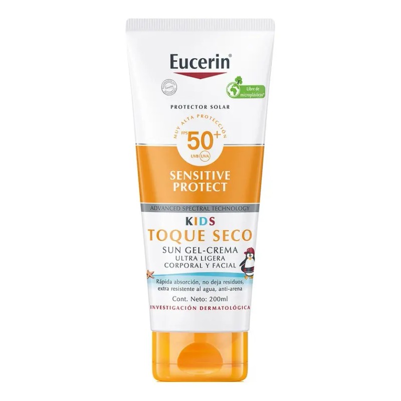 Protector Solar Eucerin Sun Kids Toque Seco Gel Crema 200ml