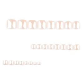 Nude Glossy Press On Toenails Short Fake Toenails Square Toenails Press Ons Full Cover False Toenails With Artificial Glossy Designs Acrylic Glue On Toenails Stick On Toenails For Women 24Pcs