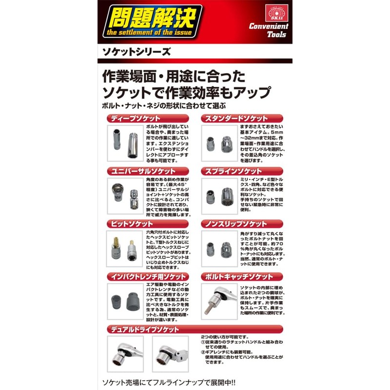 SK11 SHS309SP Socket Set, Insertion Angle: 0.4 inches (9.5 mm),