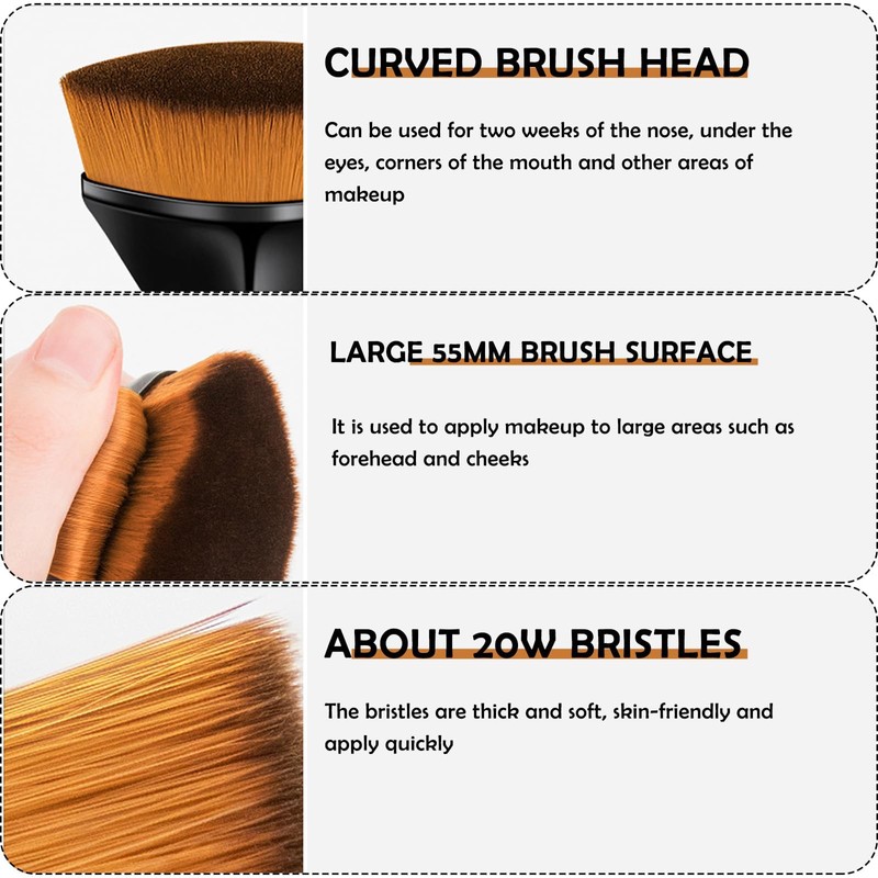 2 Pcs Multifunctional Kabuki Brush - Foundation, Blusher, Powder, Concealer