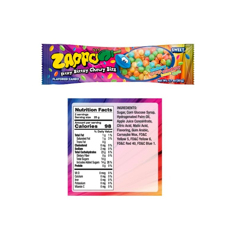 Zappo Sour Flavored Chews Packs (10 Pack, Mix)