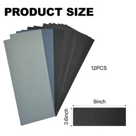 ASIRYVA 12pcs Wet and Dry Sandpaper for metal,800 to 5000 Multi Grit Sand Paper for Wood Furniture, Cars Polishing Metals Walls, Finishing Metal Sanding and Home Improvement
