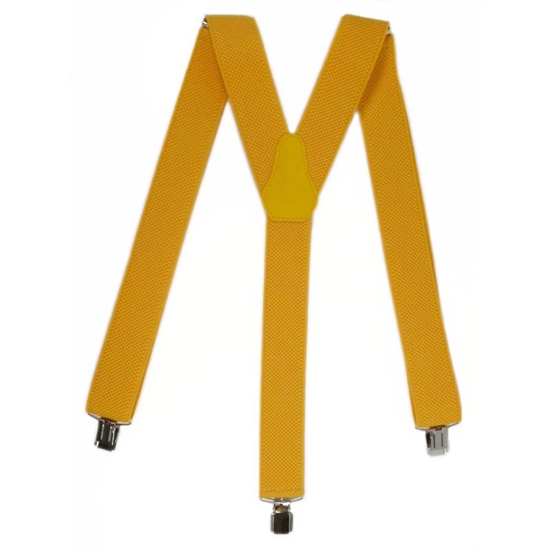 Olata Unisex fully adjustable Clip on Braces/Suspenders, 3.5cm - Yellow