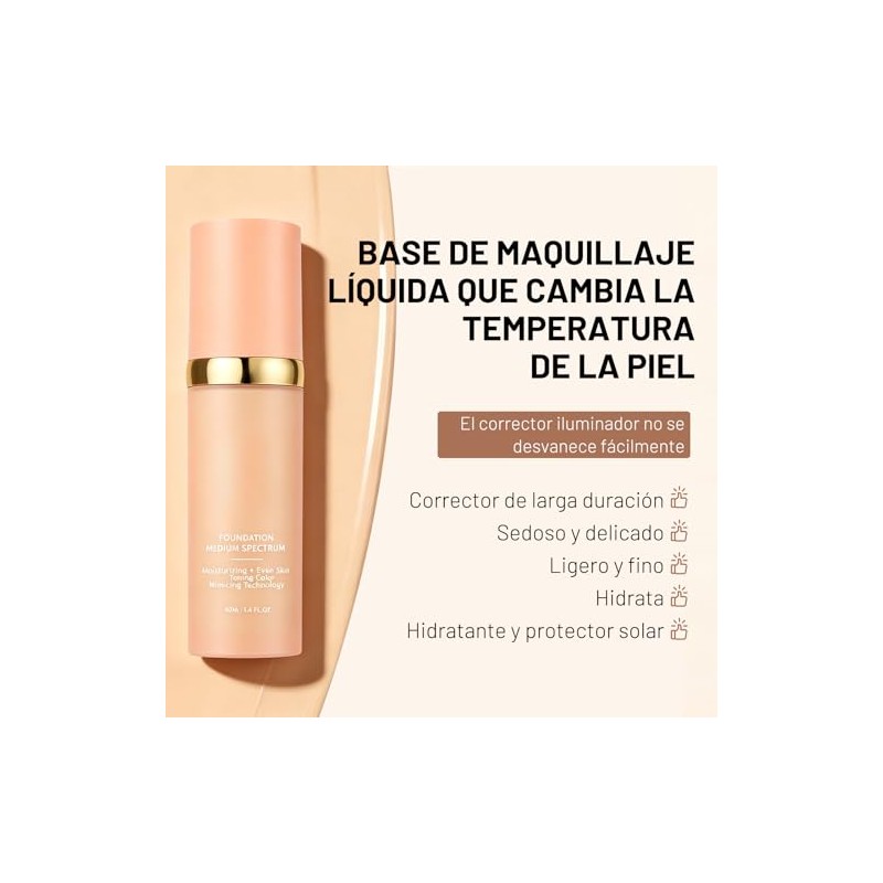 Base de Maquillaje 4 en 1, SPF 50, Base de