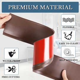 LSGCQ Flexible Baseboard Molding Trim 4 Inch x 100 Feet Self-Adhesive Vinyl Wall Base Peel and Stick Cove Base Rubber Wall Base Moulding Trim (Coffee)