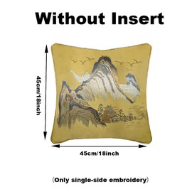Ruffle Embroidered Decorative Pillow Covers, Floral Designs 18x18 Inch for Couch, Sofa, Bed (Yellow Landscapes)