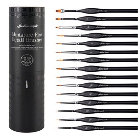 Golden Maple Miniature Paint Brushes, 15PC Model Brushes Micro Detail Paint Brush Set, Fine Detailing for Acrylics, Oils, Watercolors & Paint by Number, Figurine (Black)