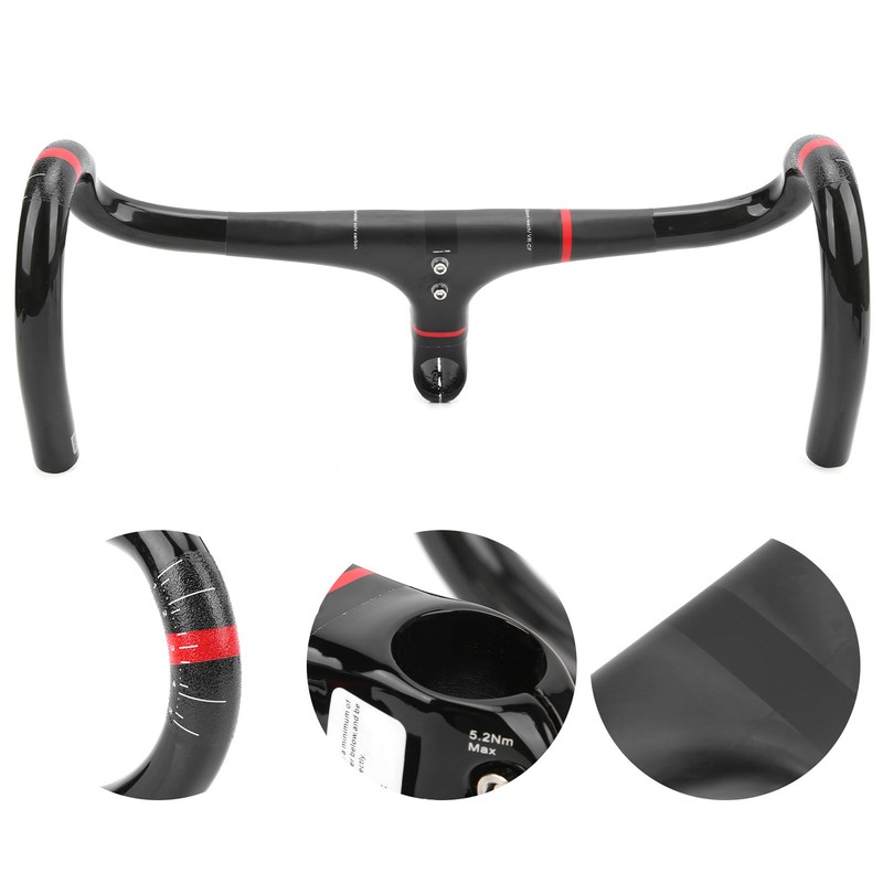 Spomann 420x100mm Carbon Fiber Road Integrated Bicycle Handlebar with Stem