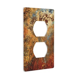 Duplex Receptacle Outlet Cover Wall Plate Covers Rust Metal Decorative Outlet Wall Plate Cover Modern Switch Plate Covers Wallplates for Bedroom Kitchen Home Decor