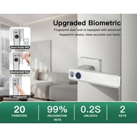 hiencetec Finger Print Door Knob Lock Keyless Entry for Bedroom, Thumb Print Door Lock, Biometric Door Lock, Lockable Door Handle Fingerprint, Smart Lock Handle for Interior Room Garage Office