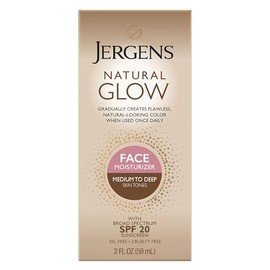 Jergens hidratante natural para el rostro con protector solar, Medium to Tan, 1 paquete