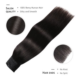 YILITE Hair Extensions Wire Secret Hair Extensions Transparent Wire Hair Extensions #1B Off Black 16 Inch 95g Silky Straight Remy Human Hair Wire Hair Extensions One Piece（16inch Off Black 95g）