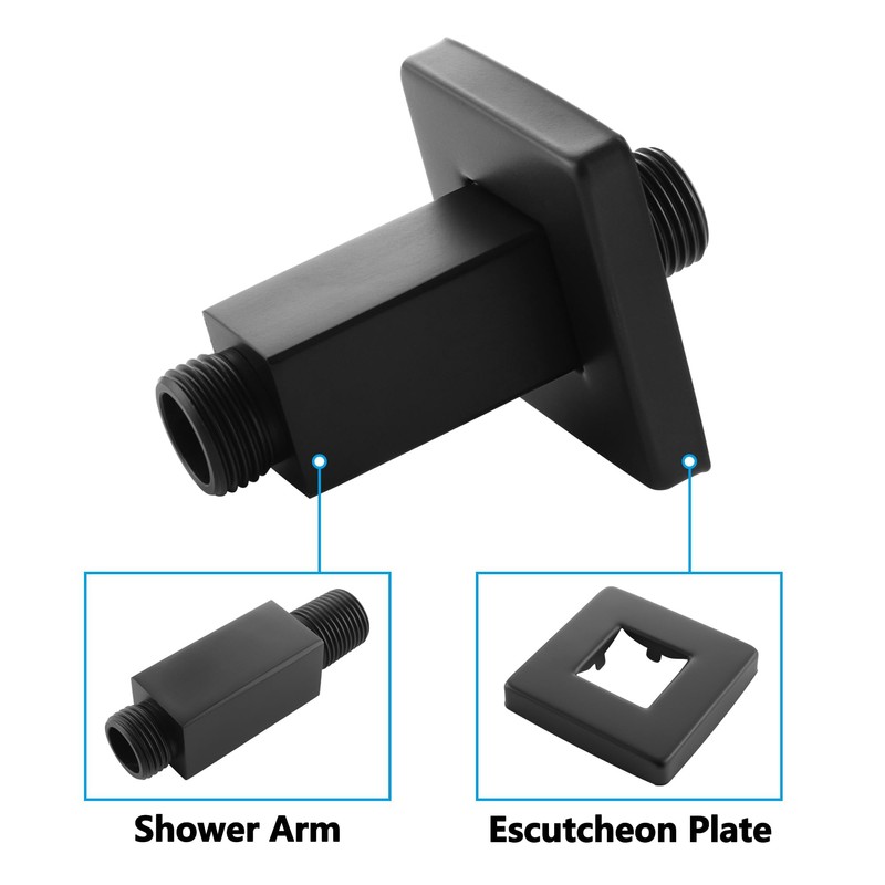 Straight Shower Arm with Flange Ceiling Mount Square Shower Extender