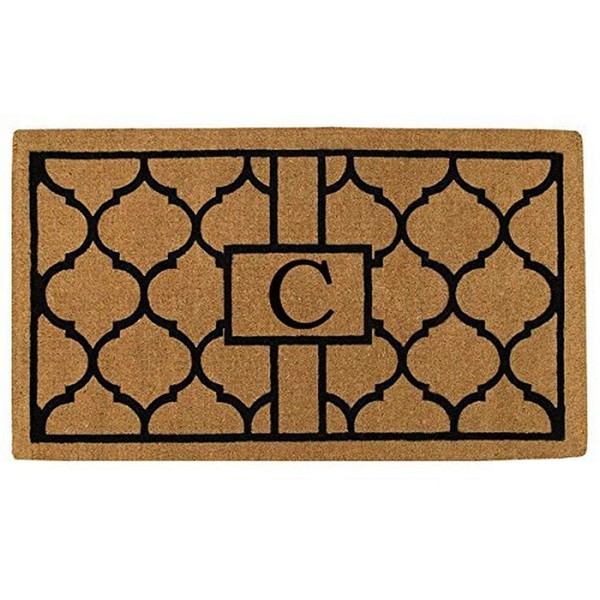 Home & More 180081830C Pantera Extra-Thick Doormat, 18" x 30" x 1.50", Monogrammed Letter C, Natural/Black