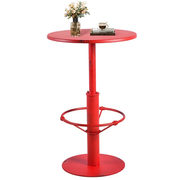 Diwhy Industrial Pub Table 23.6" Iron Round Desktop 37.4" Height