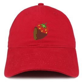 Trendy Apparel Shop Chocolate Dipped Strawberry Soft Crown 100% Brushed Cotton Cap - RED