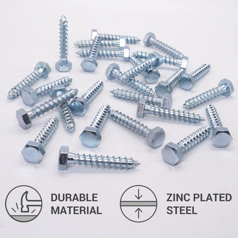 SKIR'CO (20 pcs) DIN 571 Zinc Plated Steel Hexagon Head