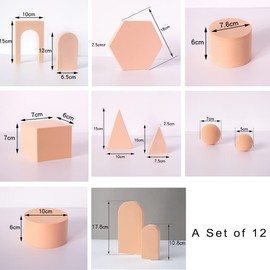 Gisela D Product Photography Props Foam Cube Photo Props Set,Display Riser Stands Kit for Jewelry,Trinkets, Cosmetics,Beige (Set3)
