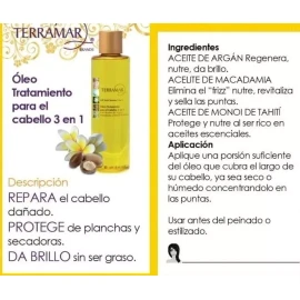 Terramar Aceite Tratamiento Para Cabelo 3 En 1 Con Extractos De Argán