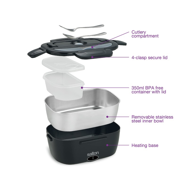 Salton 3-in-1 Electric Lunchbox Food Warmer - Portable, Heated Lunch
