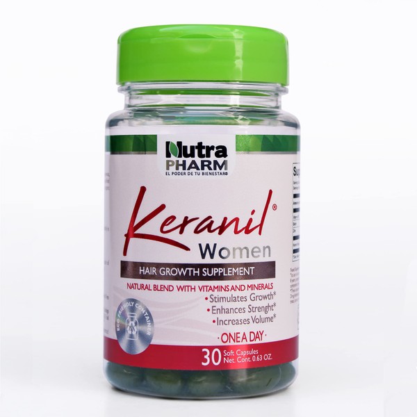 KERANIL - Anti-Hair Loss Formula for Women's Hair, 30 Softgels | Clinically proven efficacy in reducing hair loss. Accelerates hair growth 16,000 new hairs in 3 month | Biotin, Zinc and Vitamin B6